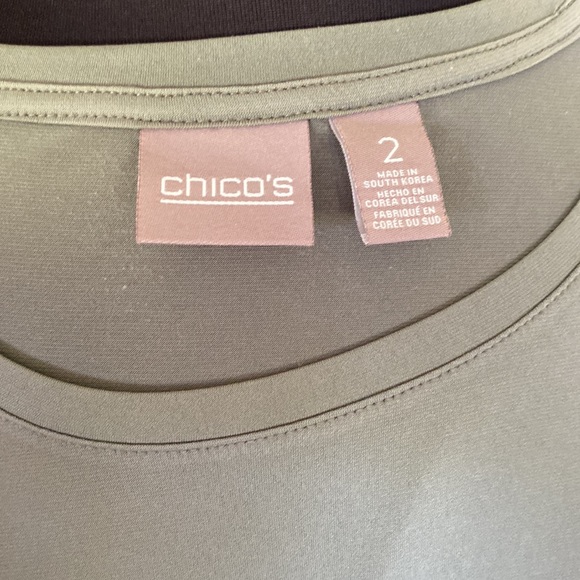 Chico’s Size 2 Army Green Loose Fit Tee - Picture 3 of 5